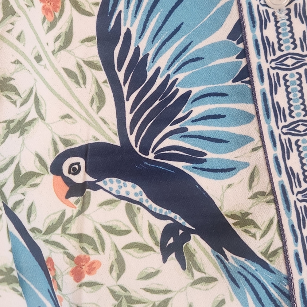 Alex Marie Mini Dress 18 Green Tropical Perrot Print Wren White Lotus New $170 - Picture 7 of 12
